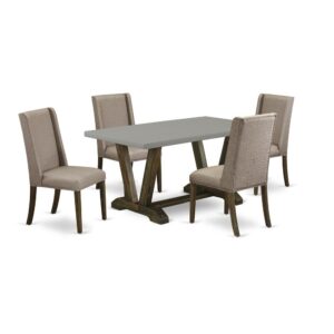 EAST WEST FURNITURE 5-PIECE DINETTE SET WITH 4 DINING CHAIRS AND RECTANGULAR DINING TABLE
