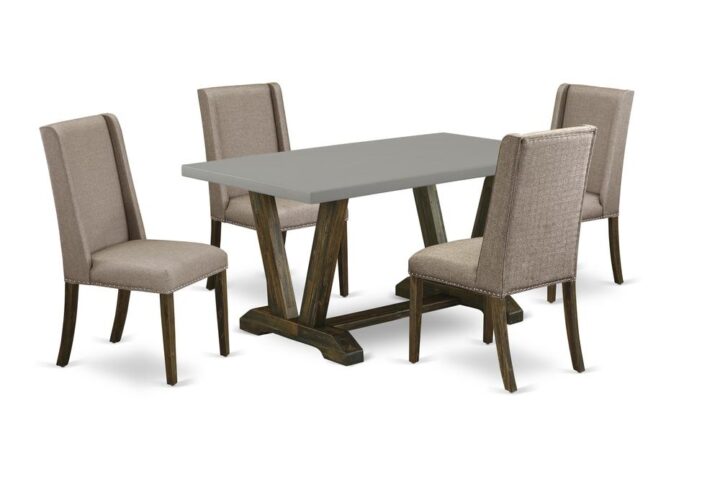 EAST WEST FURNITURE 5-PIECE DINETTE SET WITH 4 DINING CHAIRS AND RECTANGULAR DINING TABLE