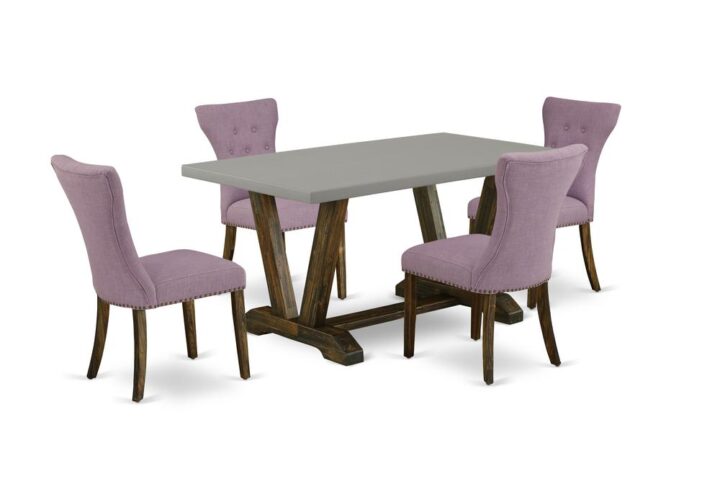 EAST WEST FURNITURE 5-PIECE DINING SET WITH 4 KITCHEN CHAIRS AND RECTANGULAR WOOD DINING TABLE