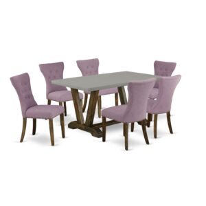 EaST WEST FURNITURE 7-PC MODERN DINING TaBLE SET 6 FaNTaSTIC PaRSON DINING CHaIRS and RECTaNGULaR DINETTE TaBLE