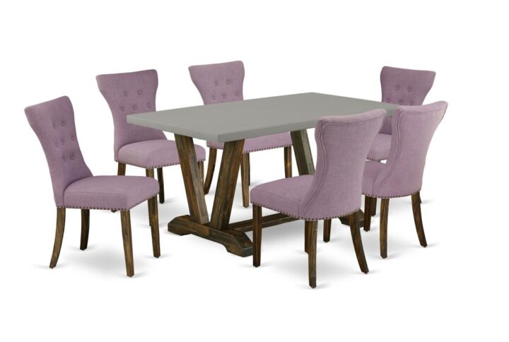 EaST WEST FURNITURE 7-PC MODERN DINING TaBLE SET 6 FaNTaSTIC PaRSON DINING CHaIRS and RECTaNGULaR DINETTE TaBLE