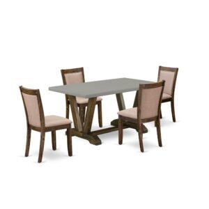 This Table Set  Consists Of 1 Dinning Table And 4 Matching Dinning Chairs. The Kitchen Dining Table Set  Is Constructed From Fine Rubberwood For High Quality And Durability. A Rectangular-Shaped Modern Kitchen Table Is Manufactured In A Sophisticated Style With Distinct Features And Linen Fabric Upholstered Kitchen & Dining Room Chairs Will Inspire Everyone Who Comes To The Dining-Room. The Wood Table Contains V-Style Legs To Offer The Best Stability During The Dinner. The Modern And Sophisticated Design Of The Dinning Set  Easily Blends In Any Kitchen. The Padded Seat Of The Dinning Chairs Is Made Of Linen Fabric That Raises The Wood Table Design. Our Fashionable Dining Set  Is Very Simple To Clean By Using A Damp Fabric And Always Offers An Elegant Appeal. The Installation Process Of Our Luxurious Dining Room Table Set  Is Not Difficult And Simple To Operate. Each Mid Century Modern Dining Set  Comes Conveniently With Easy-To-Follow Guidelines And All Essential Equipment Included. You Just Need To Follow The Steps In The Manual To Accomplish The Installation In A Short Time.