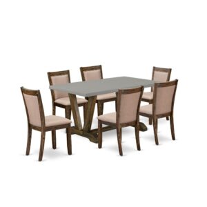 This Kitchen Dining Table Set  Consists Of 1 Mid Century Modern Dining Table And 6 Matching Kitchen & Dining Room Chairs. The Dinette Set  Is Constructed From Fine Rubberwood For Good Quality And Endurance. A Rectangular-Shaped Mid Century Modern Dining Table Is Manufactured In A Unique Style With Distinct Features And Linen Fabric Upholstered Modern Chairs Will Attract Everyone Who Comes To The Dining Area. The Wooden Dining Table Contains V-Style Legs To Offer Maximum Stability During The Dinner. The Modern And Stylish Design Of The Kitchen Dining Table Set  Easily Blends In Any Home. The Padded Seat Of The Dining Chairs Is Made Of Linen Fabric That Enhances The Dinning Table Design. Our Fashionable Modern Dining Set  Is Quite Simple To Clean With A Damp Towel And Always Offers An Incredible Appeal. The Installation Process Of Our Lavish Dinette Set  Is Not Difficult And Easy To Operate. Each Dining Room Table Set  Comes Conveniently With Easy-To-Follow Instructions And All Necessary Equipment Included. You Just Need To Follow The Procedures In The Guide Book To Accomplish The Installation In A Minimal Time.