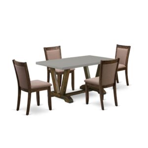 This Kitchen Dining Set  Includes 4 Mid Century Dining Chairs And 1 Rectangular Table. This Modern Kitchen Table Has A Rectangular Table Top And Stunning Legs. The Hardwood Structure And Softly Padded Back Ensure That These Kitchen Chairs Sturdiness And Offers Decent Support To Your Back