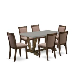 Its Dining Room Table Set  Includes 6 Mid Century Padded Parson Chairs And 1 Modern Rectangular Dining Table. This Dining Table Has A Rectangular Table Top And Beautiful Legs. The Hardwood Shape And Softly Padded Back Ensure That These Parson Chairs Sturdiness And Offers Decent Support To Your Back