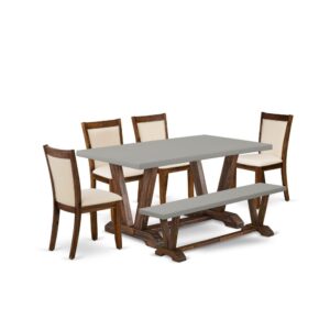 This Dinner Table Set  Is Built To Offer Elegance Of Charm To Any Dining Room. This Dinette Set  Includes A Dining Table And A Kitchen Bench With 4 Matching Parson Chairs. Our Modern Dining Table Set  Adds Some Simple And Modern Beauty To Your Home. Ideal For Dinette