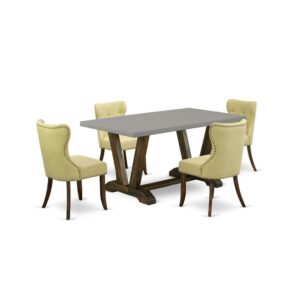 EAST WEST FURNITURE 5-Pc KITCHEN ROOM TABLE SET- 4 WONDERFUL KITCHEN PARSON CHAIRS AND ONE MODERN KITCHEN TABLE