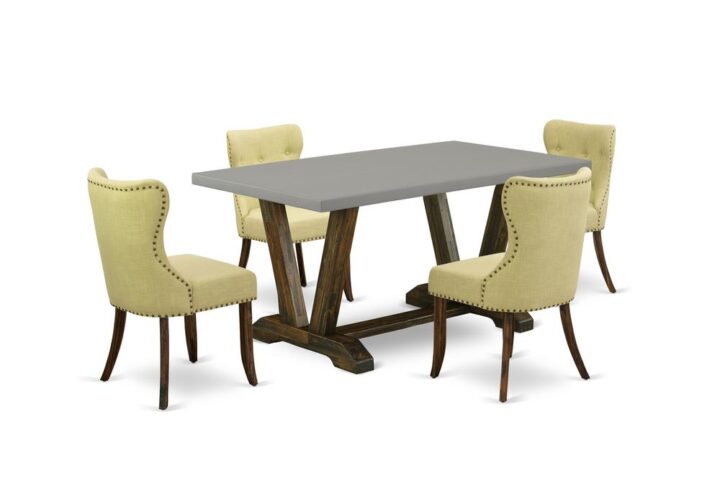 EAST WEST FURNITURE 5-Pc KITCHEN ROOM TABLE SET- 4 WONDERFUL KITCHEN PARSON CHAIRS AND ONE MODERN KITCHEN TABLE