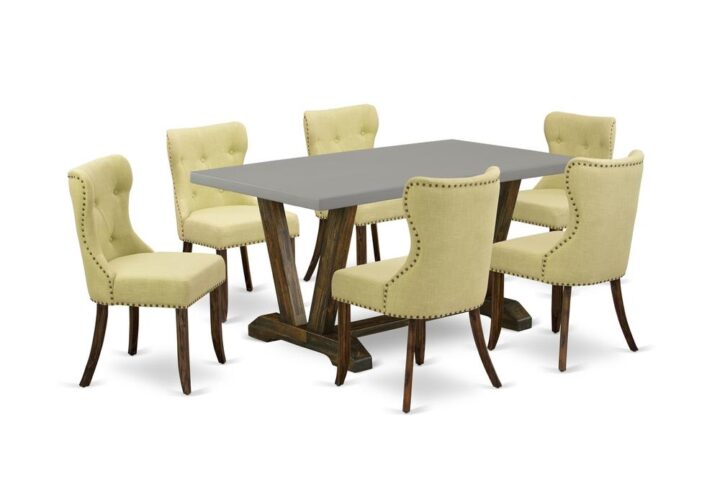 EAST WEST FURNITURE 7-PC KITCHEN ROOM TABLE SET- 6 INCREDIBLE KITCHEN CHAIRS AND ONE MODERN DINING ROOM TABLE