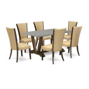 Introducing East West furniture's brand new  furniture set that can turn your house into a home. This distinctive and sophisticated dining set includes a dining table combined with Parsons Dining Chairs. Impressive wood texture with Distressed Jacobean color and the rectangular shape design describes the sturdiness and durability of the kitchen table. The ideal dimensions of this dining table set made it quite simple to carry