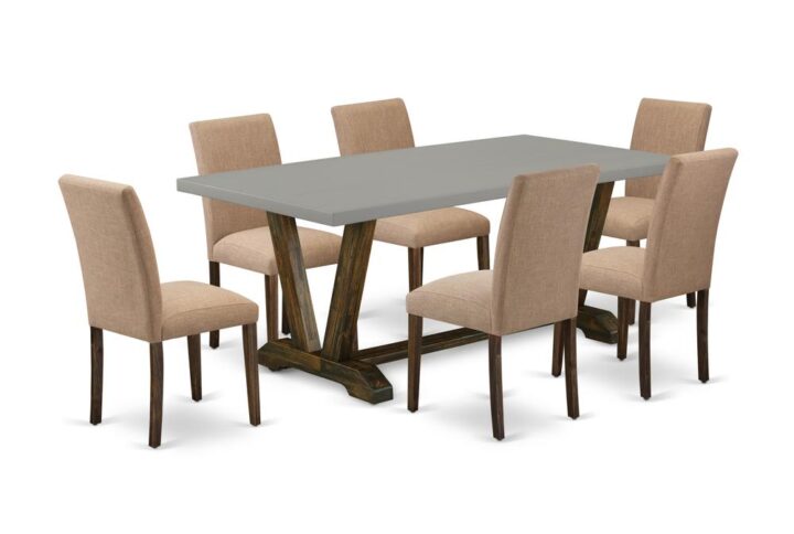 EAST WEST FURNITURE 7 - PC DINETTE SET INCLUDES 6 MID CENTURY CHAIRS AND RECTANGULAR MODERN KITCHEN TABLE