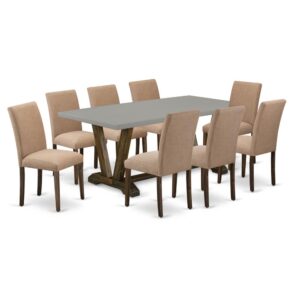EAST WEST FURNITURE 9 - PIECE DINING TABLE SET INCLUDES 8 MODERN CHAIRS AND RECTANGULAR KITCHEN TABLE
