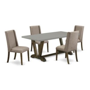EAST WEST FURNITURE 5-PIECE DINING ROOM SET WITH 4 PARSON DINING ROOM CHAIRS AND RECTANGULAR MODERN DINING TABLE