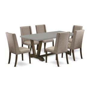 EaST WEST FURNITURE 7-PC DINNING ROOM TaBLE SET 6 WONDERFUL PaRSON DINING CHaIRS and 2 SHELVES TaBLE