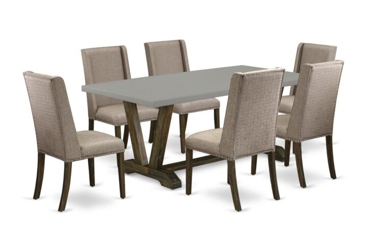 EaST WEST FURNITURE 7-PC DINNING ROOM TaBLE SET 6 WONDERFUL PaRSON DINING CHaIRS and 2 SHELVES TaBLE