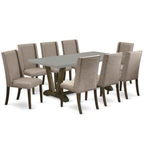 EaST WEST FURNITURE 9-PC KITCHEN TaBLE SET 8 aMaZING PaRSON CHaIR and RECTaNGULaR DINING TaBLE