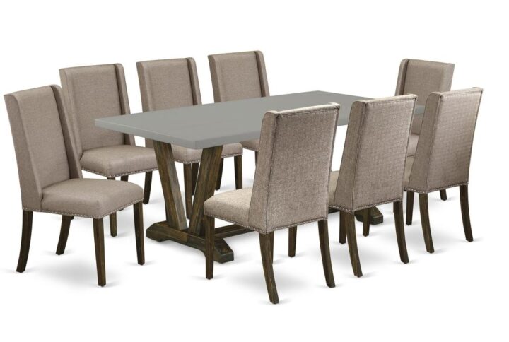EaST WEST FURNITURE 9-PC KITCHEN TaBLE SET 8 aMaZING PaRSON CHaIR and RECTaNGULaR DINING TaBLE