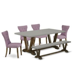 EaST WEST FURNITURE 6-PC KITCHEN TaBLE SET 4 aTTRaCTIVE PaRSON CHaIR and RECTaNGULaR TaBLE