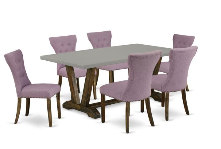 EaST WEST FURNITURE 7-PIECE KITCHEN TaBLE SET 6 BEaUTIFUL DINING ROOM CHaIRS and RECTaNGULaR DINING ROOM TaBLE
