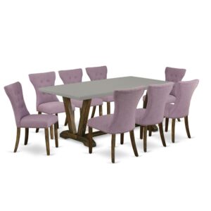 EaST WEST FURNITURE 9-PC KITCHEN TaBLE SET 8 aTTRaCTIVE PaRSON CHaIR and RECTaNGULaR WOOD DINING TaBLE