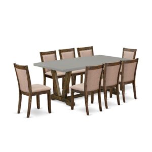This Dinning Set  Contains 1 Wooden Table And 8 Matching Dining Table Chairs. The Dinning Room Set  Is Constructed Of Fine Rubberwood For Good Quality And Durability. A Rectangular-Shaped Wooden Dining Table Is Manufactured In An Effective Style With Distinct Aspects And Linen Fabric Padded Chairs For Dining Room Will Attract Everyone Who Comes To The Dining Area. The Dinner Table Has V-Style Legs To Offer Maximum Stability In The Dinner. The Innovative And Stylish Design Of The Dinning Set  Easily Blends In Any Home. The Padded Seat Of The Dining Table Chairs Is Made Of Linen Fabric That Raises The Rustic Kitchen Table Design. Our Fashionable Kitchen Table Set  Is Very Simple To Clean With A Damp Cloth And Always Offers An Incredible Appeal. The Installation Process Of Our Luxurious Dinning Set  Is Not Difficult And Easy To Use. Each Table Set  Comes Conveniently With Easy-To-Follow Instructions And All Essential Tools Included. You Just Need To Follow The Steps In The Guide Book To Accomplish The Installation In A Minimal Time.
