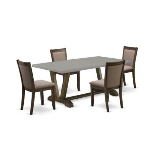 This Dinning Table Set  Comes With 1 Wood Dining Table And 4 Matching Mid Century Modern Dining Chairs. The Dining Room Set  Is Made Of Fine Rubberwood For High Quality And Endurance. A Rectangular-Shaped Wooden Dining Table Is Manufactured In A Sophisticated Style With Distinct Aspects And Linen Fabric Upholstered Wooden Dining Chairs Will Inspire Everyone Who Comes To The Kitchen. The Rustic Kitchen Table Has V-Style Legs To Offer Maximum Stability During The Dinner. The Innovative And Sophisticated Design Of The Dinning Table Set  Easily Blends In Any Home. The Padded Seat Of The Dining Chairs Is Made Of Linen Fabric That Raises The Wooden Table Design. Our Modern Mid Century Dining Set  Is Quite Simple To Clean By Using A Damp Fabric And Always Offers A Unique Appeal. The Installation Process Of Our Lavish Dinette Set  Is Not Difficult And Easy To Use. Each Modern Dining Set  Comes Conveniently With Easy-To-Follow Guidelines And All Necessary Tools Included. You Just Need To Follow The Steps In The Manual To Accomplish The Installation In A Minimal Time.