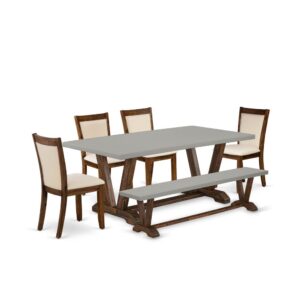 This Modern Dining Set  Is Built To Offer Elegance Of Charm To Any Dining Room. This Dining Table Set  Consists Of A Rectangular Table And A Small Bench With 4 Matching Kitchen Chairs. Our Dinner Table Set  Adds Some Simple And Contemporary Elegance To Your Home. Ideal For Dinette