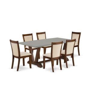 This Mid Century Dining Table Set  Is Built To Offer The Beauty Of Charm To Any Dining Room. This Dining Room Set  Includes A Rectangular Dining Table And 6 Matching Dining Chairs. Our Dining Set  Adds Some Simple And Modern Elegance To Your Home. Ideal For Dinette