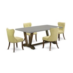EAST WEST FURNITURE 5-Pc DINING ROOM TABLE SET- 4 REMARKABLE PARSON DINING CHAIRS AND ONE MODERN DINING ROOM TABLE