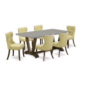 EAST WEST FURNITURE 7-PC DINING ROOM SET- 6 AWESOME PARSON CHAIRS AND ONE RECTANGULAR TABLE