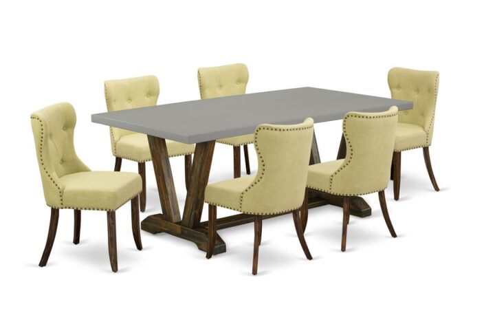 EAST WEST FURNITURE 7-PC DINING ROOM SET- 6 AWESOME PARSON CHAIRS AND ONE RECTANGULAR TABLE