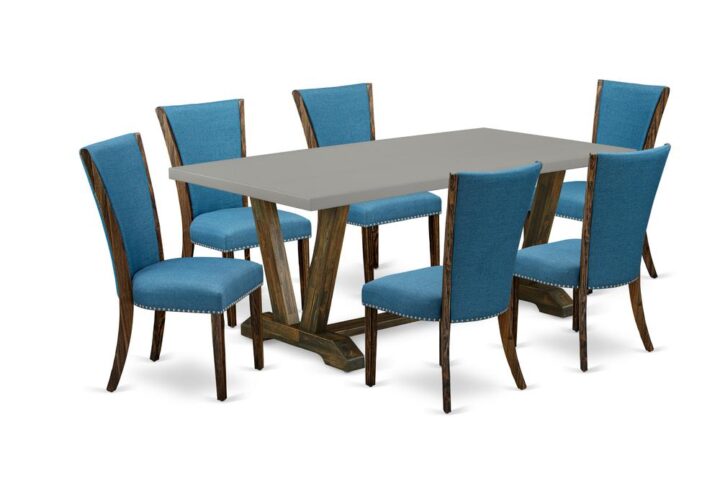 Introducing East West furniture's brand new  furniture set that can convert your house into a home. This exclusive and fancy kitchen set contains a kitchen table combined with Parsons Dining Chairs. Impressive wood texture with Distressed Jacobean color and the rectangular shape design describes the sturdiness and durability of the kitchen table. The perfect dimensions of this kitchen table set made it quite simple to carry