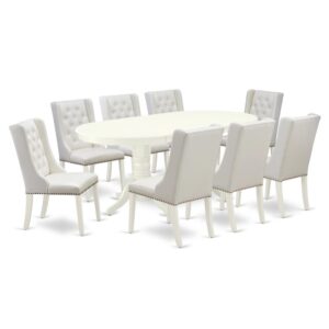 EAST WEST FURNITURE VAFO9-LWH-44 9-PC DINING ROOM TABLE SET