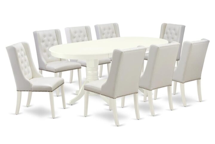 EAST WEST FURNITURE VAFO9-LWH-44 9-PC DINING ROOM TABLE SET