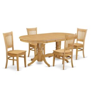 the dining room table set can be well-manufactured with distinctive Asian hardwood. Convenience of dining table is vital aspect in design having a18 inch self-storage extension leaf which makes a dining tables expansion a "breeze.” The slat-back dinette chairs are enticing with comfy wood or soft-cushioned seats.