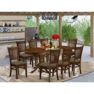 the kitchen table set is certainly well-manufactured with rich Asian wood. Comfort of dining room tableis critical factor in design with a18 inch self-storage expansion leaf that makes a small table expansion a "breeze.” The slat-back dining room chairs are attractive with comfortable hardwood or soft-padded seats.