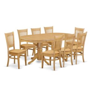 the small kitchen table set is well-constructed with distinctive Asian solid wood. Convenience of kitchen table is critical factor in style with a18 inch self-storage expansion leaf which enables a dining table extension a "breeze.” The slat-back dining chairs are appealing with comfortable wood or soft-padded seats.