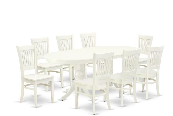 EAST WEST FURNITURE - VAVA9-LWH-W - 9-PC DINING ROOM TABLE SET