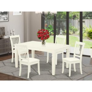 perfect for weekday meals and family gatherings alike. A comfortable and luxurious linen white color offers any dining-room a relaxing and friendly feel with this medium kitchen table. The sturdy square-rectangular hybrid table stands on 4 straight solid wooden legs has plenty of space for 4-8 people to sit and enjoy their meal comfortably. The extendable leaf can be easily expanded making dining space for personal occasions or great parties. Made up of rubber wood