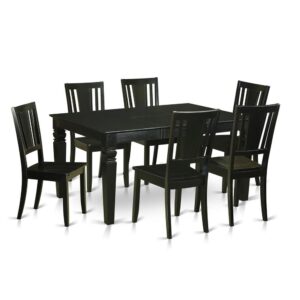 our dining room table set is certain to transform the atmosphere of any dining space. The dinette set contains 6 chairs and has a maximum seat capacity of 7