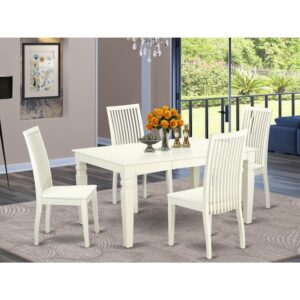 perfect for weekday meals and family gatherings alike. Bring out the true beauty of your dining space when you incorporate this magnificent set into your home. This set features a sturdy square-rectangular hybrid table that stands on 4 straight solid wooden legs. Pair the table up with matching solid wood side chairs and you've got yourself a complete set
