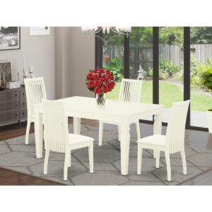 perfect for weekday meals and family gatherings alike. A comfortable and luxurious linen white color offers any dining-room a relaxing and friendly feel with this medium kitchen table. The sturdy square-rectangular hybrid table stands on 4 straight solid wooden legs has plenty of space for 4-8 people to sit and enjoy their meal comfortably. The extendable leaf can be easily expanded making dining space for personal occasions or great parties. Made up of rubber wood