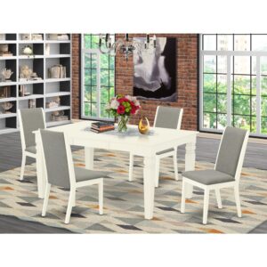 This dining set includes 4 awesome parson chairs and a great 4 legs small rectangular table. The modern dining set gives a Linen White hardwood dining room table and body and an awesome Shitake parson chairs seat and high back that bring magnificence to your dining-room and increase the charm of your wonderful living area. The high quality of our stunning chairs helps our beautiful customers to get relaxation and feel free when getting their meal. This wood dining table created from high quality rubber wood which can bear the weight of 300 Lbs. Our dining room chairs have a wooden frame with a luxury seat of high quality foam which is covered with Linen Fabric that gives you relaxation with family or friends. This listing has a premium color of Linen White finish for kitchen dining table and Shitake finish of parson chairs. Our amazing premium colors increase the beauty of your living area and give a luxurious look to your living area or dining area. East West furniture usually constructed from modern furniture along with easy assembling parts. We try to keep our furniture parts innovative as well as simple. Our high class dinette set is great for your amazing living area as well as the kitchen. You can use it for casual home parties. Keep enjoying East West modern furniture!