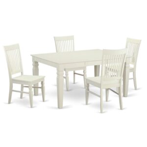 lightly carved solid wood chair seats having a pair of lower side stretchers and nine upright slats. Dining table featuring 18 in self storage extension leaf in kicthen space center made for casual or formal atmosphere.