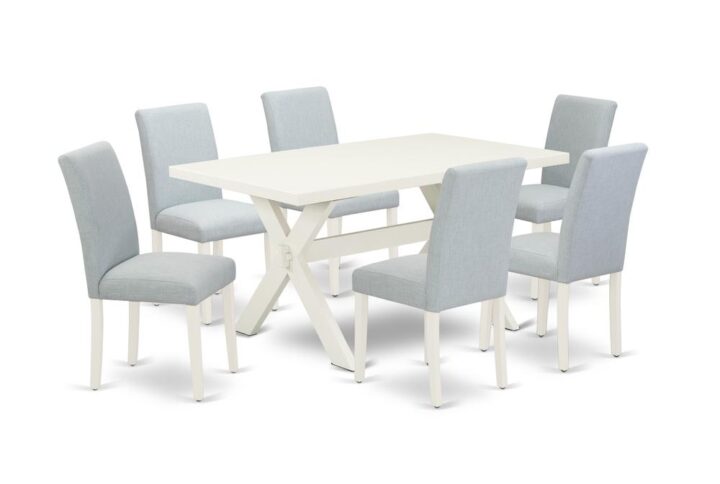 EAST WEST FURNITURE 7 - PIECE KITCHEN TABLE SET INCLUDES 6 MODERN DINING CHAIRS AND RECTANGULAR BREAKFAST TABLE