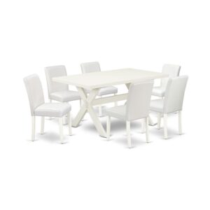 EAST WEST FURNITURE 7-PIECE KITCHEN TABLE SET WITH 6 PARSON DINING CHAIRS AND RECTANGULAR TABLE
