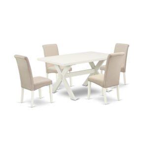 EAST WEST FURNITURE 5-PIECE KITCHEN SET WITH 4 PADDED PARSON CHAIRS AND RECTANGULAR TABLE