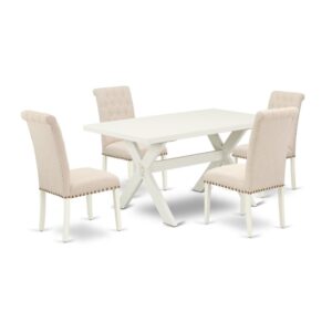 EAST WEST FURNITURE 5-PC RECTANGULAR DINING ROOM TABLE SET WITH 4 MODERN DINING CHAIRS AND RECTANGULAR DINING TABLE