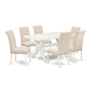 EaST WEST FURNITURE 7-PIECE KITCHEN DINING TaBLE SET 6 WONDERFUL PaRSON DINING CHaIRS and RECTaNGULaR WOOD DINING TaBLE