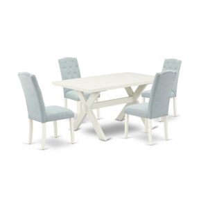 EaST WEST FURNITURE 5-PIECE DINNING ROOM TaBLE SET 4 BEaUTIFUL KITCHEN PaRSON CHaIR and RECTaNGULaR DINETTE TaBLE